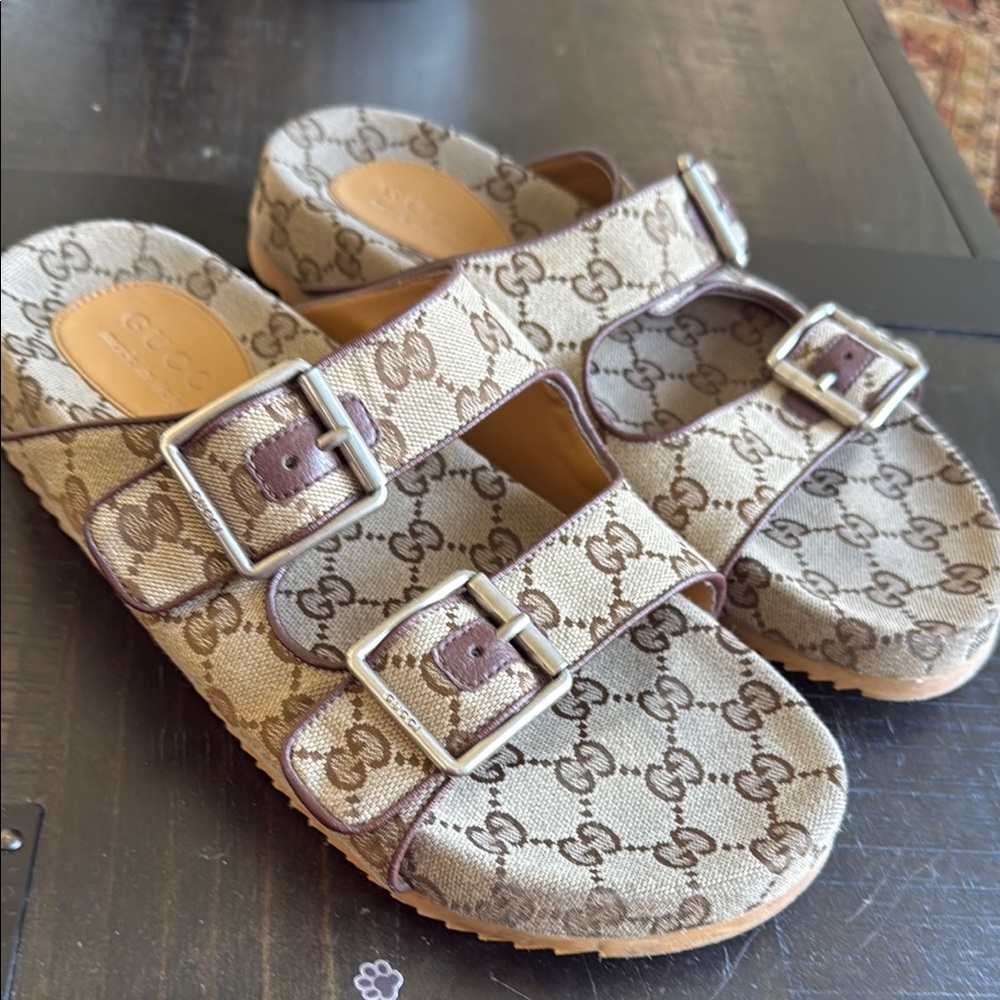 Gucci Brown Sandals with Geometric Design